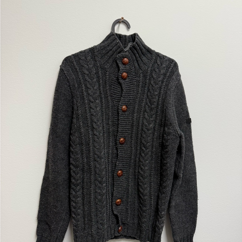 Ben Sherman Charcoal Cable Knit Cardigan
